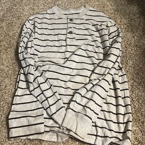 Old Navy XL button Henley, tan and brown striped
